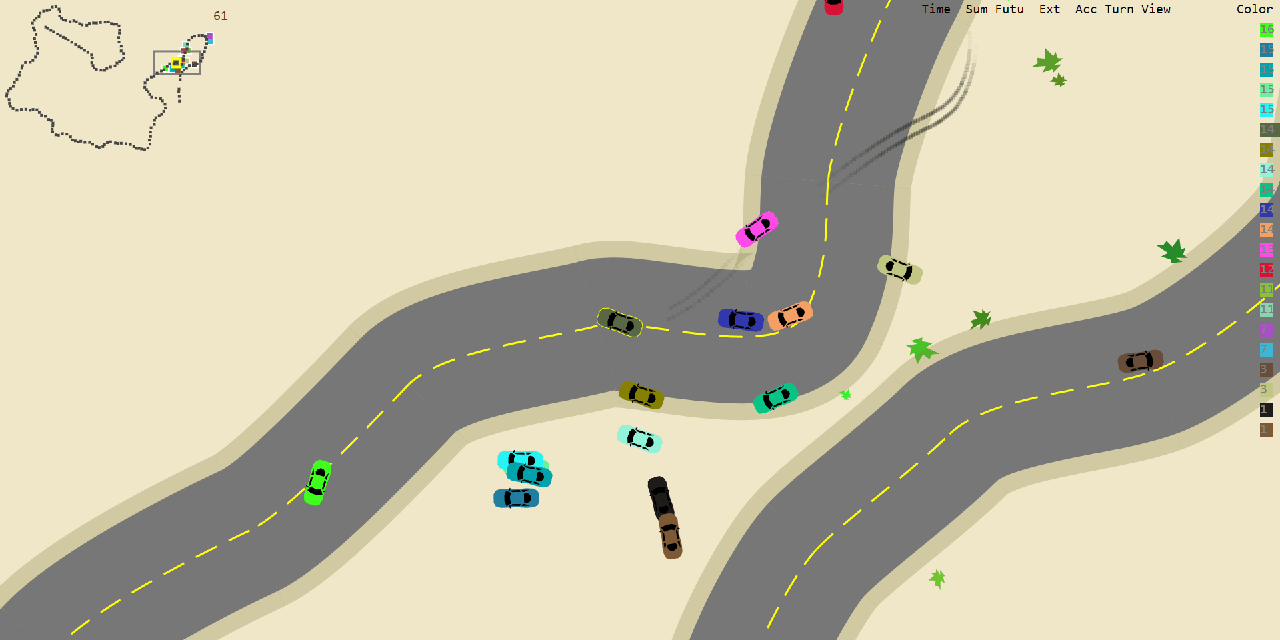 Top down view of racing game in a desert.